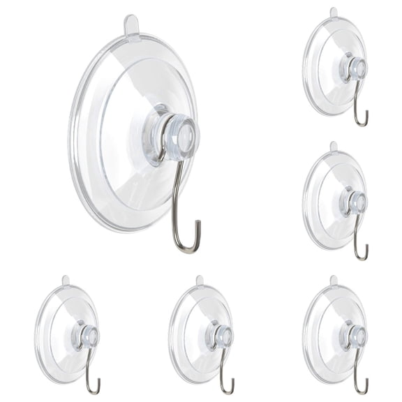 Dailihome Suction Cup Hooks 12.77 Inch Clear PVC Window Hooks Removable Strong Vacuum Suction Cups for Bathroom Kitchen Glass 12PC