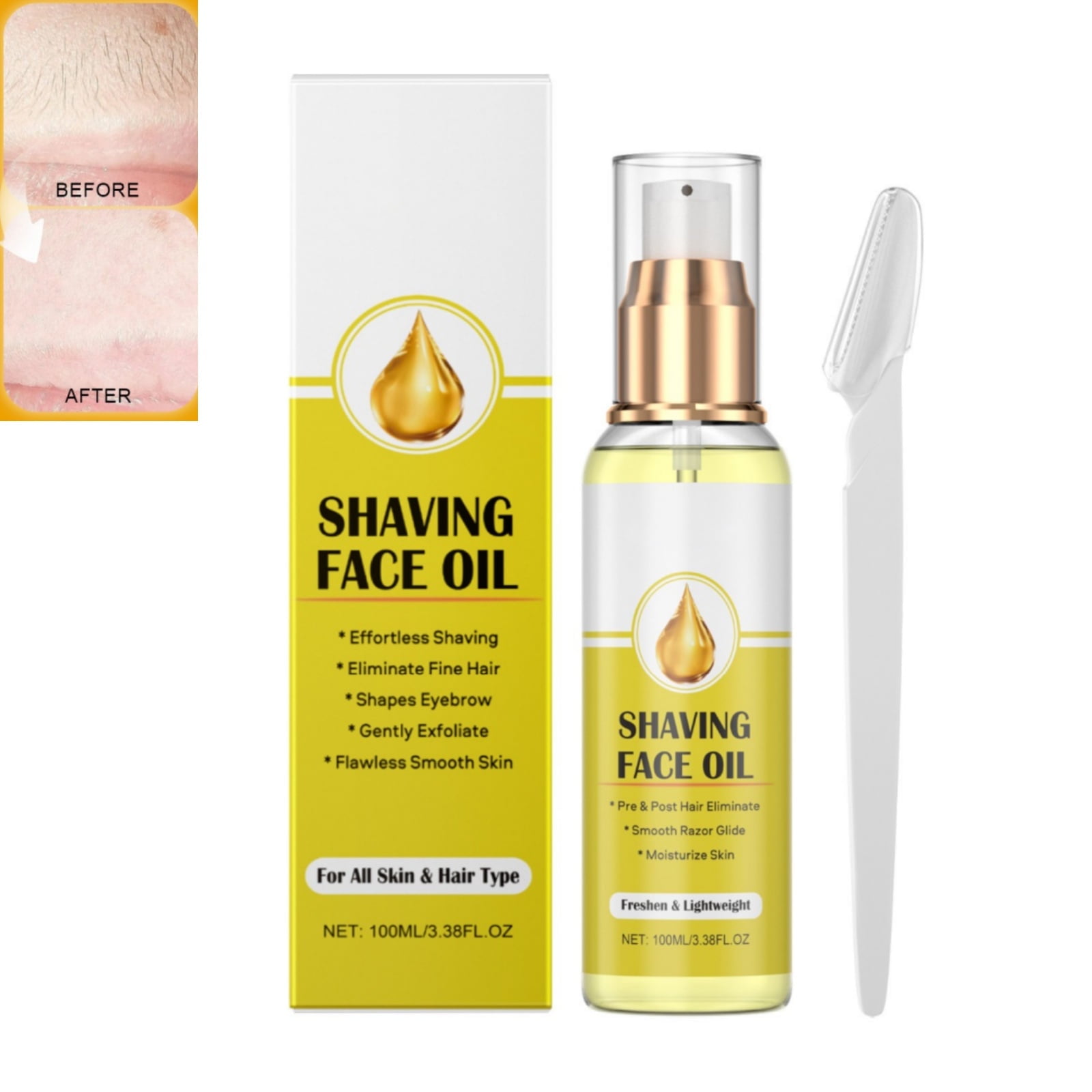 Dailin Shave Oil for Women  Softens Skin Pre/Post Shave, Works with Face Razor, Face Shaver & Microblades