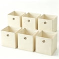 thumbnail image 1 of Dailivio Collapsible Fabric Cube Storage Bins (10.5" x 10.5"), Storage Cubes Organizer Baskets Bins with Handles, Beige, 6 Pack, 1 of 8