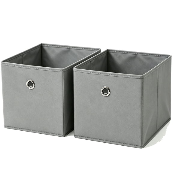 Dailivio Collapsible Fabric Cube Storage Bins, Storage Cubes Organizer Bin, Gray, 2 Pack, 10.5" x 10.5"