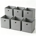 thumbnail image 1 of Dailivio Collapsible Fabric Cube Storage Bins (10.5" x 10.5"), Storage Cubes Organizer Baskets Bins with Handles, Gray, 6 Pack, 1 of 8