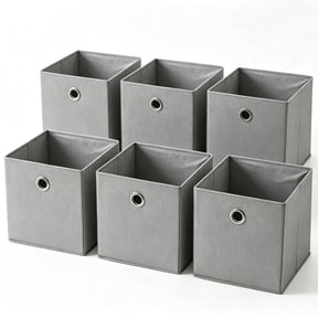 Dailivio Collapsible Fabric Cube Storage Bins, Storage Cubes Organizer Bins, Gray, 6 Pack, 10.5" x 10.5"