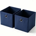thumbnail image 1 of Dailivio Collapsible Fabric Cube Storage Bins (10.5" x 10.5"), Storage Cubes Organizer Bin with Handles for Clothes, Navy Blue, 2 Pack, 1 of 8