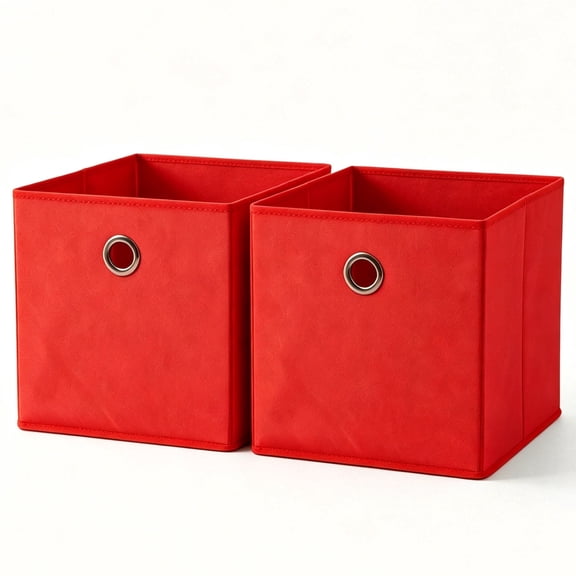 Dailivio Collapsible Fabric Cube Storage Bins, Storage Cubes Organizer Bins, Red, 2 Pack, 10.5" x 10.5"