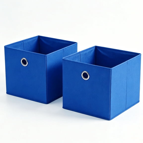 Dailivio Collapsible Fabric Cube Storage Bins, Storage Cubes Organizer Bin, Royal Blue, 2 Pack, 10.5" x 10.5"