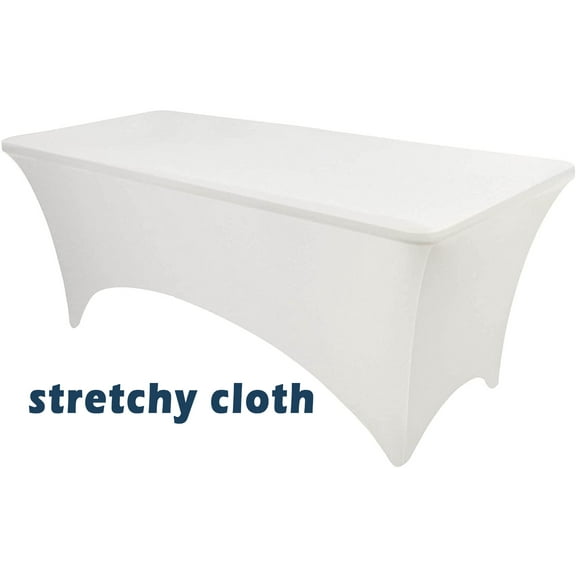 Dailiwei Spandex Table Cloth for Rectangle Tables Fitted Stretch Table Cover White Tablecloth