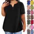 thumbnail image 1 of DailkTrvid Ladies Shirts Plus Size Tops V-Neck Casual Daily Tee Summer Trendy Blouse Short Sleeve T-Shirt Loose Fit Breathable Shirt, 1 of 6