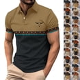 thumbnail image 1 of DailkTrvid Men's Loose Fit Short Sleeve Blouse Casual Summer Office T-Shirt Trendy Pullover Breathable Tees Turn Down Collar Buttons Tops, 1 of 6