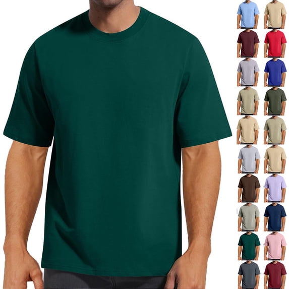 DailkTrvid Men's Plain T-Shirt Casual Summmer Cotton Blend Daily Tees Crew Neck Classic Loose Fit Tops Short Sleeve Basic Blouse