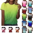 thumbnail image 1 of DailkTrvid Summer Tops for Women Gradient T-Shirt Short Sleeve Casual Breathable Tee Crewneck Ombre Lightweight Shirt Loose Fit Blouse, 1 of 6