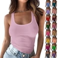 thumbnail image 1 of DailkTrvid Trendy Womens Tank Tops Plus Size Blouses Summer Sleeveless Camisole U Neck Ribbed Knit Basic Slim Going Out Vests Workout Athletic Tops, 1 of 6