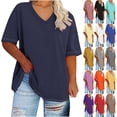 thumbnail image 1 of DailkTrvid Womens Oversized T-Shirt Summer T Shirts Plus Size Spring Cute Casual Tops Short Sleeve Solid Color Workout Clothes, 1 of 6