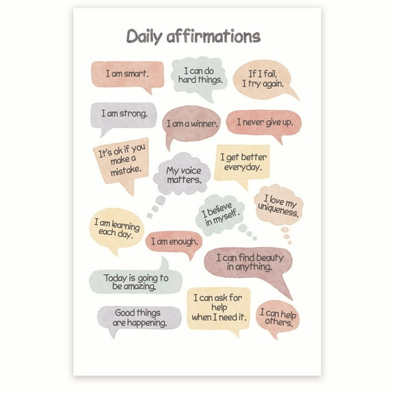 Daily Affirmations Poster - Positive Inspiring Self Love Self Care Affirmations - Wellness Encouraging Self-Esteem Boost 12 x 18 Inch Poster - Unframed - Premium 100lb Gloss - Made In USA - BMCP0396