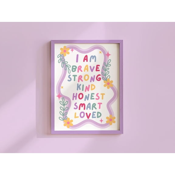 Daily Affirmations Wall Art Positive Thinking Children Decor, Unframed Canvas Size 8x12