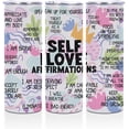 thumbnail image 1 of Daily Affirmations for Women Girls Therapist, Inspirational Self Love Christmas Birthday Gifts 20 oz Skinny Tumbler Stainless Steel Insulated Tumblers Straight Coffee Mug Thermal Travel Cup with Lid, 1 of 7