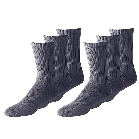 Daily Basic Unisex Crew Athletic Sports Cotton Socks 12 Pack (6-8, Grey)