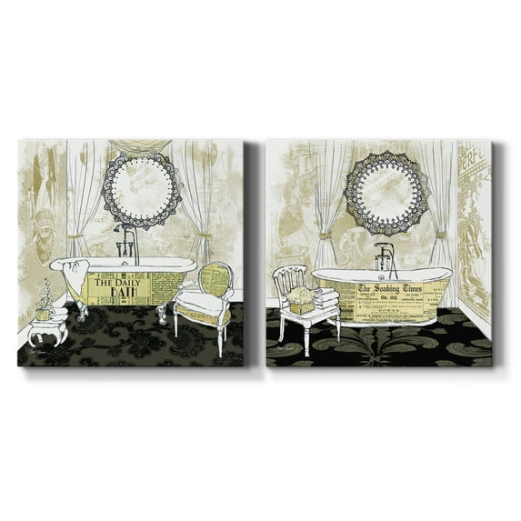 Daily Bath - Premium Gallery Wrapped Canvas - Ready to Hang Set of 2 - 32 x 32 Each