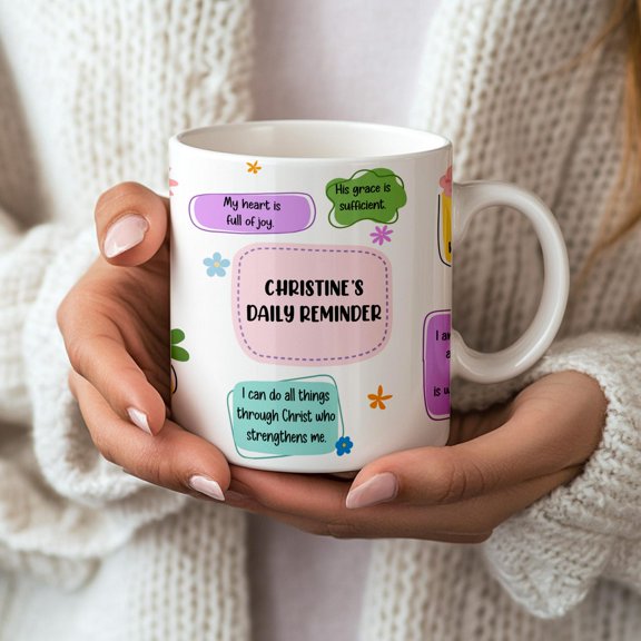 Daily Bible Affirmation Custom Mug, Personalized Christian Mug, Custom Name Bible Verse Mug, Scripture Coffee Mug Gift, Faith Affirmation