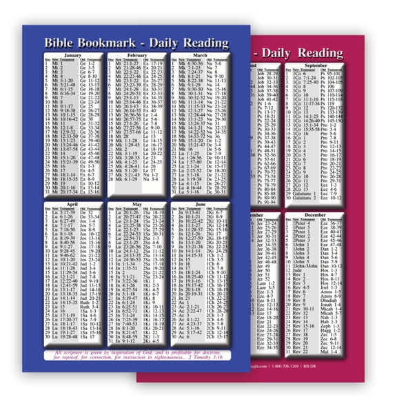 Daily Bible Reading Schedule for Year - Pack of 25 Bible Bookmarks - 5.5x8.5 - eThought, Double-Sided with Old and New Testament Reading Plan, Inspirational Study and Habit Building Thoughts for Gifts