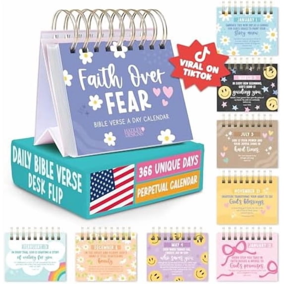 Daily Bible Verse Desk Flip Calendar 2026 - Daily Scripture Flip ...