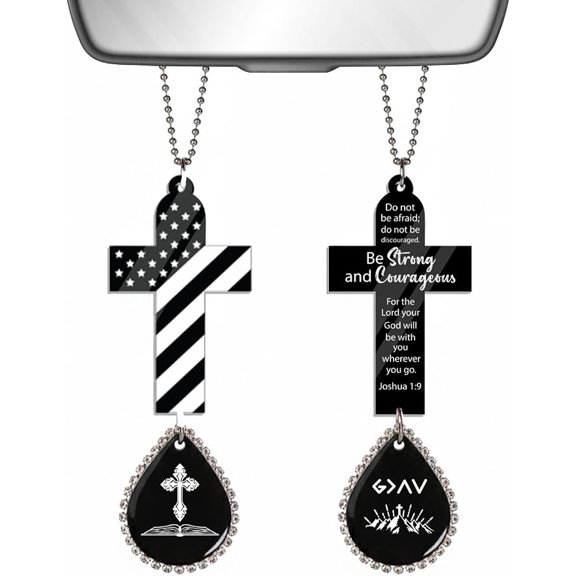 Daily Bible Verse Rearview Mirror Cross Ornament, Cross for Car Mirror Hanging Christian Gifts for Men, Women, Car Rearview Decor Accessories, Jesus Ornament Religious Gift