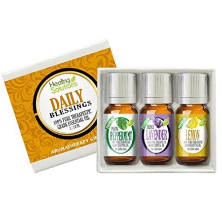 Daily Blessing Set 100% Pure, Best Therapeutic Grade Essential Oil Kit - 3/10mL (Lavender, Lemon, and Peppermint)
