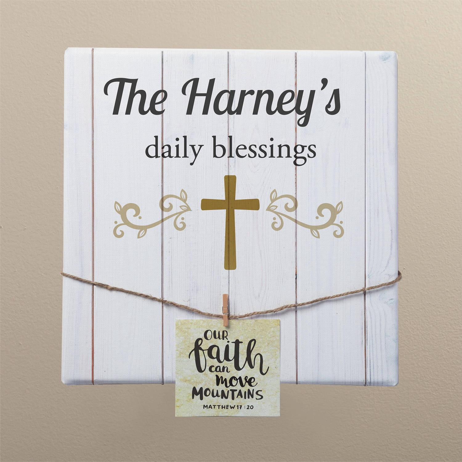 Daily Blessings Personalized 16" x 16" Canvas with Photo Clips
