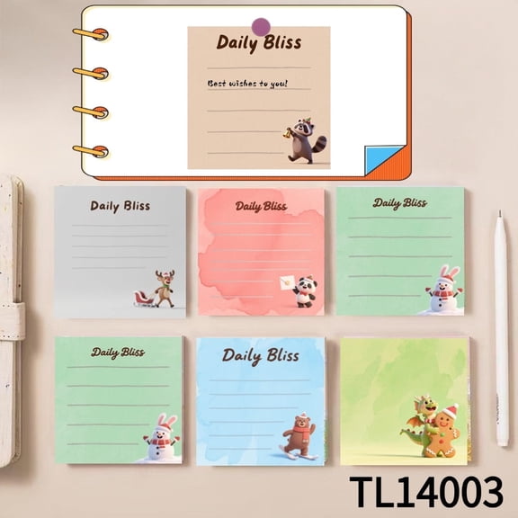 Daily Bliss: Colorful and Cute Animal Sticky Notes (3.54×3.54 Inches) 100-Pack with105 Emoticon Stickers,Ideal for Quickly Jotting Down Reminders,marking Key Points and Leaving Temporary Messages
