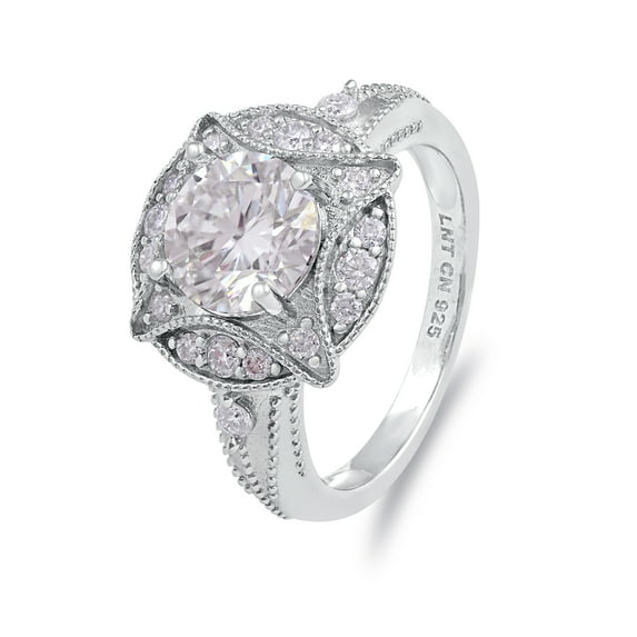 Daily Boutik 2.42 Ctw White Moissanite 925 Sterling Silver Halo Ring For Women
