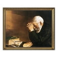 thumbnail image 1 of Daily Bread Man Praying at Dinner Table Religious Art Print 16x20 (with Frame Options), 1 of 6
