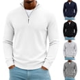 thumbnail image 1 of Daily Business Casual Knit Sweaters For Men Solid Color Quarter Zip Stand Collar Long Sleeve Tops, 1 of 4