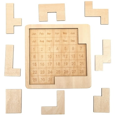 Wooden Daily Calendar Puzzle – 365-Day Date Tracker, 6.1x6.1 Inches, Brain Teaser & Desk Decor For Home, Office, Classroom