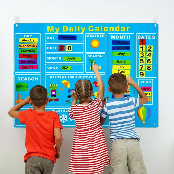 Daily Calendar Wall Calendar with Felt-Board Funky Frog Weather Season Chart, 70 Count