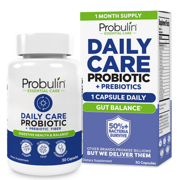 Probulin Daily Care Probiotic Supplement, Digestive, Gut, and Immune Health Support Capsules for Men and Women, 10 Billion CFU, Vegan, 30 Count Bottle