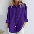 thumbnail image 1 of Daily Casual Linen Shirts Long Sleeve Tops Casual Blouses Loose Fit Shirt, Purple XL, Size S-XXXXXL, 1 of 1
