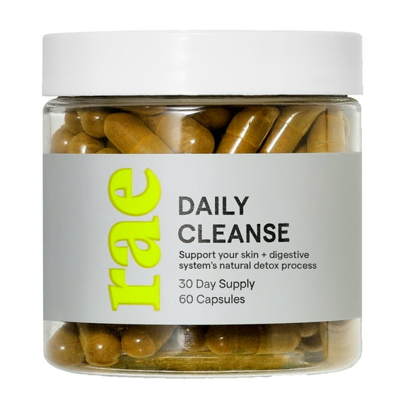 Rae Wellness Daily Cleanse Supplement with Herbs, Turmeric & Aloe, Support Skin & Digestive System, 60ct