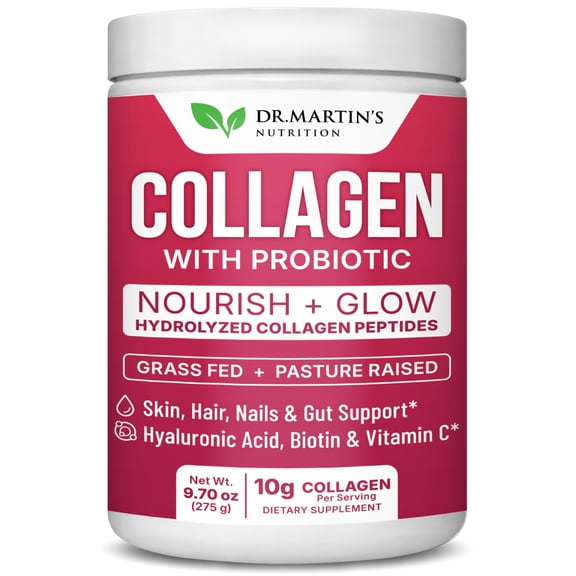 Daily Collagen Powder with Probiotic 10g Hydrolyzed Collagen Peptides per Serving With Hyaluronic Acid, Biotin & Vitamin C Grass-Fed, Unflavored Drink Mix for Skin, Hair, Nails