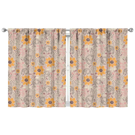 Daily Comfort Floral Curtains 2 Panels 42x54 Inch, Rod Pocket Blackout Drapes for Bedroom and Casual Living
