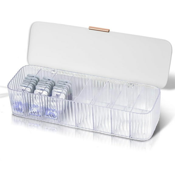 Daily Contact Lens Dispenser and Organizer,Happon Storage Organizer for Daily Contact Lenses, Daily Contact Lenses Organizer with Lid, Daily Classified Storage(White)