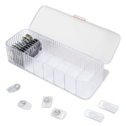 Daily Contact Lens Organizer with 2 Remover & 2 Tweezers, Disposable Contact Lens Storage with Lid & 8 Grids, Clear Contact Lens Dispenser Case Box for Desk Home Office Art Supply White