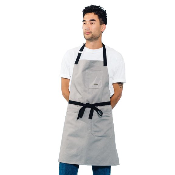 Daily Cotton Kitchen Apron for Cooking- Mens and Womens Professional Chef or Server Bib Apron - Adjustable Straps with Pockets and Towel Loop (Mustard)