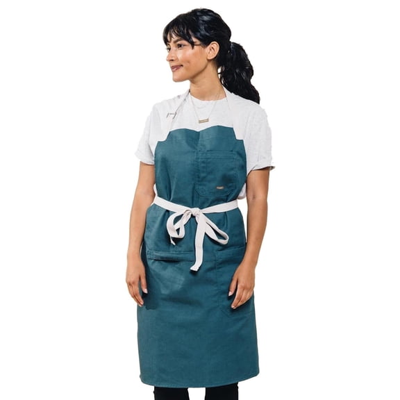 Daily Cotton Kitchen Apron for Cooking- Mens and Womens Professional Chef or Server Bib Apron - Adjustable Straps with Pockets and Towel Loop (Mustard)