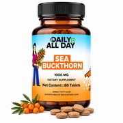 Daily All Day Sea Buckthorn Tablets Berry Extract 1000mg Daily Wellness & Nutrition | Omega-7 Fatty Acid & Collagen Boost for Unisex | 60 Tabs