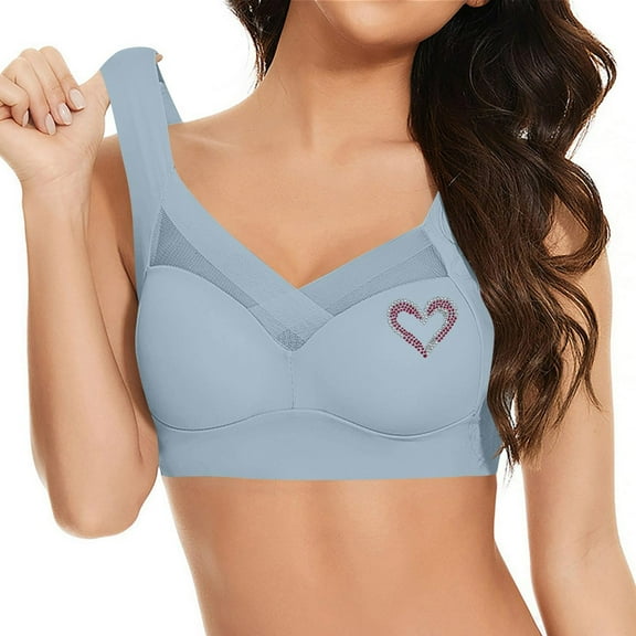 Daily Deal! Kilaqueen T Shirt Bra for Women Smoothing Plus Size Sheer Mesh Wireless Bras Lightweight Pull On Seamless Bras Supportive Sleeping Everyday Bras
