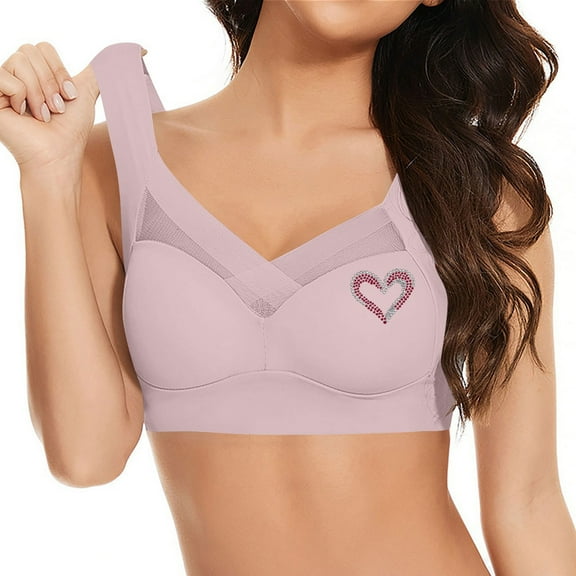 Daily Deal! Kilaqueen T Shirt Bra for Women Smoothing Plus Size Sheer Mesh Wireless Bras Lightweight Pull On Seamless Bras Supportive Sleeping Everyday Bras