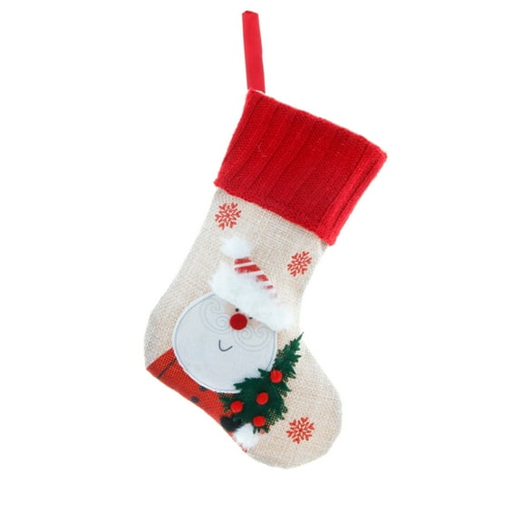 1 Pack Felt Christmas Stockings, 19 Inches Red and Green Christmas Stockings Hanging Ornaments, Green cuff with Gold Trim Christmas Stockings for Family Christmas Holiday Decorations