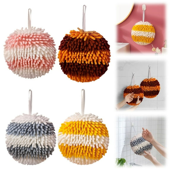 Daily Deals! Aminojy Absorbent Hanging Hand Towel, Fuzzy Ball Hand Towel, Soft & Gentle Touch, Dry Your Hand Comfortably In Instantly with This Creative Bath Towel Set for Kitchen & Bathroom