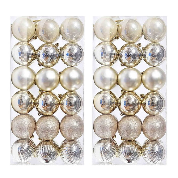 Christmas Ornaments 72ct Christmas Ball Ornaments Shatterproof Xmas Tree Hanging Balls Decorations Perfect for Halloween Decorations Holiday Wedding Christmas Decor(1.18", Gold)