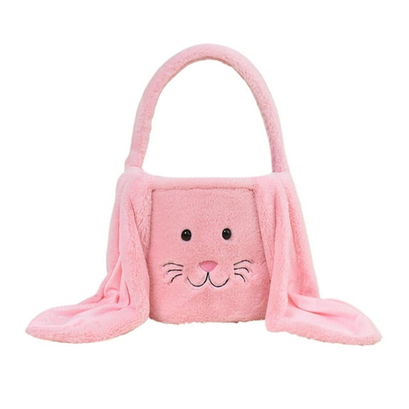Daily Deals Clearance Easter Egg Hunting Baskets Plush Brown Easter Bunny Baskets With Long Plush Ear Personalized Bunny Easter Buckets Gift Bags forBoys Girls Easter Tote Bags forEaster Decorations