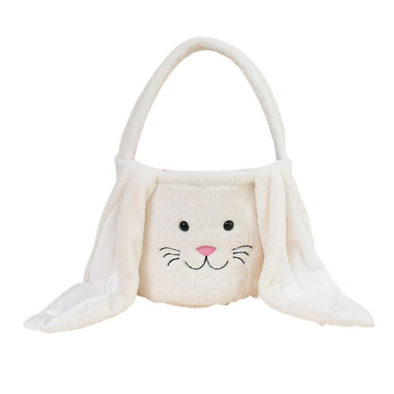 Daily Deals Clearance Easter Egg Hunting Baskets Plush Brown Easter Bunny Baskets With Long Plush Ear Personalized Bunny Easter Buckets Gift Bags forBoys Girls Easter Tote Bags forEaster Decorations
